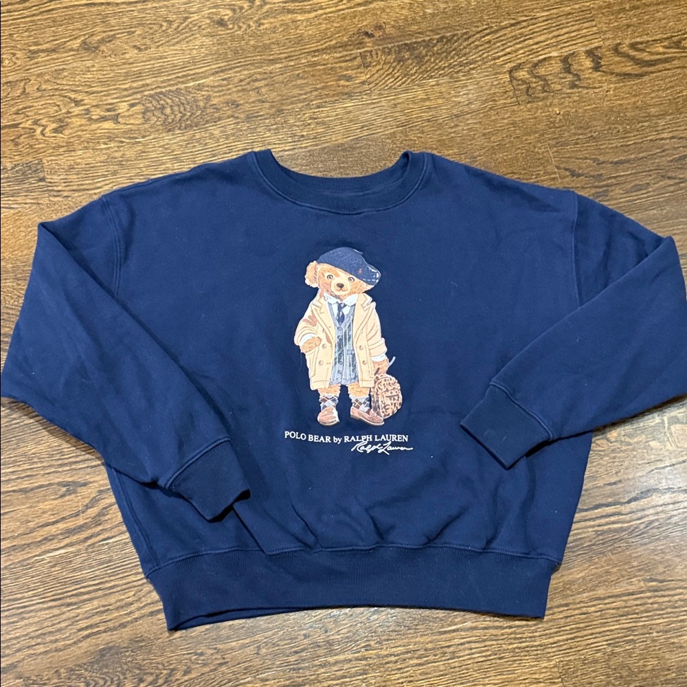 Polo by Ralph Lauren Bear Graphic Navy Sweater Girls XL16
